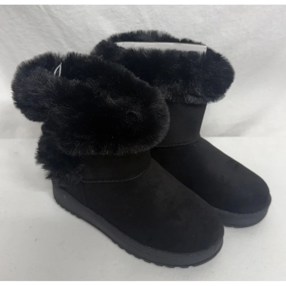 Sonoma Girls Black Faux Fur Lined Boots Size 13 NWT